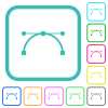 Vector curve and edit points vivid colored flat icons in curved borders on white background - Vector curve and edit points vivid colored flat icons