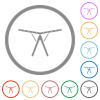 Collapsible clothes dryer rack solid flat icons with outlines - Collapsible clothes dryer rack solid flat color icons in round outlines on white background