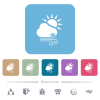 Sunny and windy weather flat icons on color rounded square backgrounds - Sunny and windy weather white flat icons on color rounded square backgrounds. 6 bonus icons included