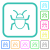 Bug outline vivid colored flat icons in curved borders on white background - Bug outline vivid colored flat icons