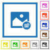 Export image flat color icons in square frames on white background - Export image flat framed icons