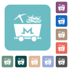 Monero cryptocurrency mining with treasure white flat icons on color rounded square backgrounds - Monero cryptocurrency mining with treasure rounded square flat icons