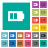 Half battery with two load units alternate square flat multi colored icons - Half battery with two load units alternate multi colored flat icons on plain square backgrounds. Included white and darker icon variations for hover or active effects.