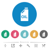 Oil canister flat round icons - Oil canister flat white icons on round color backgrounds. 6 bonus icons included.