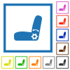 Car seat adjustment flat color icons in square frames on white background - Car seat adjustment flat framed icons