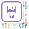 Save image to floppy disk simple icons - Save image to floppy disk simple icons in color rounded square frames on white background