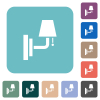 Wall lamp rounded square flat icons - Wall lamp white flat icons on color rounded square backgrounds