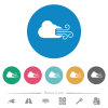 Windy weather flat white icons on round color backgrounds. 6 bonus icons included. - Windy weather flat round icons