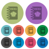Menu with chef hat darker flat icons on color round background - Menu with chef hat color darker flat icons