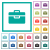 Toolbox flat color icons with quadrant frames on white background - Toolbox flat color icons with quadrant frames