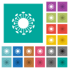 Corona virus multi colored flat icons on plain square backgrounds. Included white and darker icon variations for hover or active effects. - Corona virus square flat multi colored icons