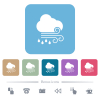 Windy and rainy weather white flat icons on color rounded square backgrounds. 6 bonus icons included - Windy and rainy weather flat icons on color rounded square backgrounds