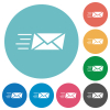 Sending express mail solid flat white icons on round color backgrounds - Sending express mail solid flat round icons