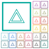 Traffic emergency triangle flat color icons with quadrant frames on white background - Traffic emergency triangle flat color icons with quadrant frames