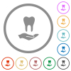 Dental provision flat color icons in round outlines on white background - Dental provision flat icons with outlines
