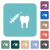 Tooth anesthesia white flat icons on color rounded square backgrounds - Tooth anesthesia rounded square flat icons