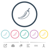 Chili pepper outline flat color icons in round outlines - Chili pepper outline flat color icons in round outlines. 6 bonus icons included.