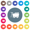 Loaded mine cart and pickaxe flat white icons on round color backgrounds. 17 background color variations are included. - Loaded mine cart and pickaxe flat white icons on round color backgrounds