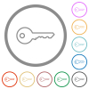 Single safety key outline flat color icons in round outlines on white background - Single safety key outline flat icons with outlines