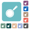 Frying pan top view rounded square flat icons - Frying pan top view white flat icons on color rounded square backgrounds
