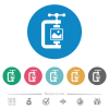 Image compression solid flat round icons - Image compression solid flat white icons on round color backgrounds. 6 bonus icons included.