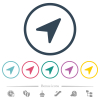 Direction arrow solid flat color icons in round outlines. 6 bonus icons included. - Direction arrow solid flat color icons in round outlines