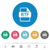 RTF file format flat round icons - RTF file format flat white icons on round color backgrounds. 6 bonus icons included.