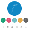 Single drinking straw outline flat round icons - Single drinking straw outline flat white icons on round color backgrounds. 6 bonus icons included.