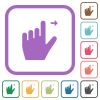 Left handed move right gesture simple icons in color rounded square frames on white background - Left handed move right gesture simple icons