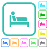 Inpatient vivid colored flat icons in curved borders on white background - Inpatient vivid colored flat icons