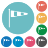 Windsock indicator solid flat round icons - Windsock indicator solid flat white icons on round color backgrounds