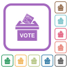 Voting paper and ballot box solid simple icons in color rounded square frames on white background - Voting paper and ballot box solid simple icons