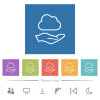 Cloud services outline flat white icons in square backgrounds. 6 bonus icons included. - Cloud services outline flat white icons in square backgrounds