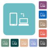 Syncronize mobile with computer rounded square flat icons - Syncronize mobile with computer white flat icons on color rounded square backgrounds