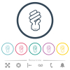 Energy saving fluorescent light bulb outline flat color icons in round outlines. 6 bonus icons included. - Energy saving fluorescent light bulb outline flat color icons in round outlines