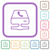 VoIP services outline simple icons in color rounded square frames on white background - VoIP services outline simple icons