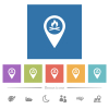 Camp GPS map location flat white icons in square backgrounds - Camp GPS map location flat white icons in square backgrounds. 6 bonus icons included.