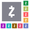 Zcash digital cryptocurrency square flat icons - Zcash digital cryptocurrency flat icons on simple color square backgrounds