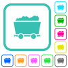 Packed mine cart vivid colored flat icons in curved borders on white background - Packed mine cart vivid colored flat icons