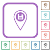 Save GPS location simple icons in color rounded square frames on white background - Save GPS location simple icons
