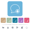 Add new message outline flat icons on color rounded square backgrounds - Add new message outline white flat icons on color rounded square backgrounds. 6 bonus icons included