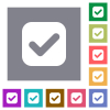 Checkbox solid square flat icons - Checkbox solid flat icons on simple color square backgrounds