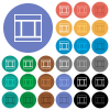 Three columned web layout outline round flat multi colored icons - Three columned web layout outline multi colored flat icons on round backgrounds. Included white, light and dark icon variations for hover and active status effects, and bonus shades.