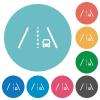 Bus lane flat white icons on round color backgrounds - Bus lane flat round icons