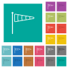 Windsock indicator outline square flat multi colored icons - Windsock indicator outline multi colored flat icons on plain square backgrounds. Included white and darker icon variations for hover or active effects.