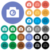 Camera solid round flat multi colored icons - Camera solid multi colored flat icons on round backgrounds. Included white, light and dark icon variations for hover and active status effects, and bonus shades.