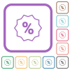 Discount sticker outline simple icons - Discount sticker outline simple icons in color rounded square frames on white background