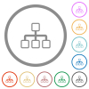 Network outline flat color icons in round outlines on white background - Network outline flat icons with outlines