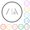 Bicycle lane flat color icons in round outlines on white background - Bicycle lane flat icons with outlines