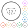 Windshield defrost flat color icons in round outlines on white background - Windshield defrost flat icons with outlines